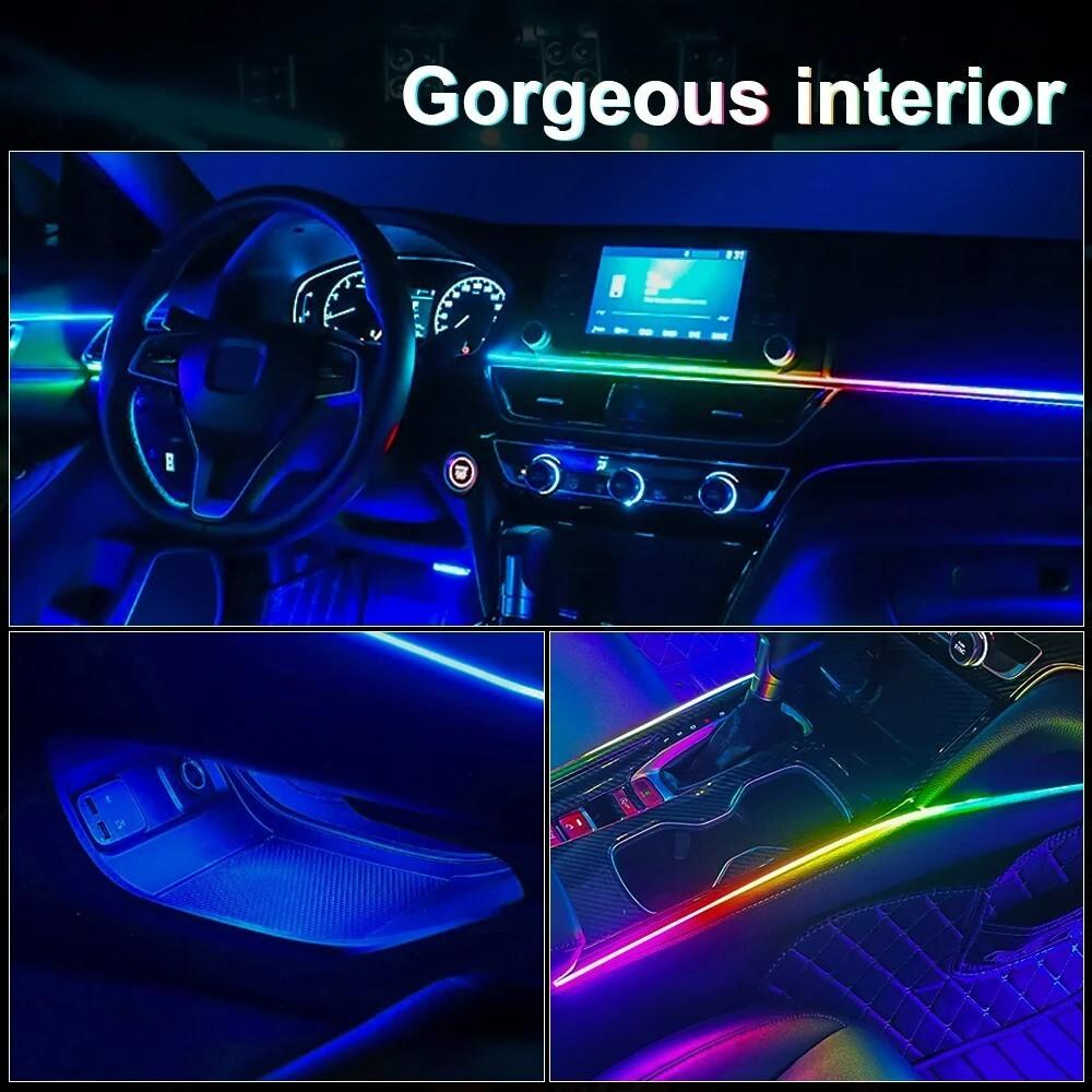 14 In 1 Car Symphony Ambient Light RGB LED Atmosphere Acrylic Strip Remote APP