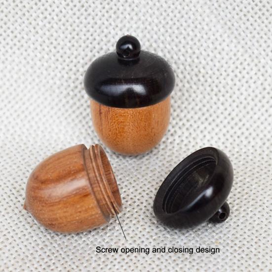 1/5Pcs Mini Acorns Storage Box Solid Wood Pill Box Outdoor Portable Rosewood Acorns Tablets Storage Case Container Organizer Sealed Can