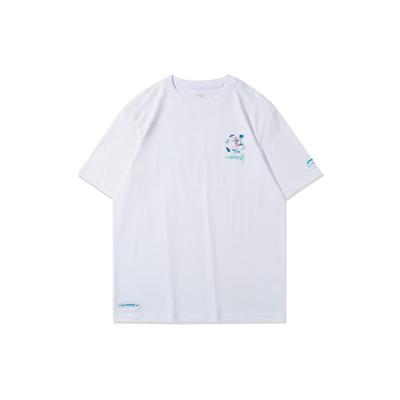 Li Ning Sports Fashion Series Повседневная трикотажная футболка с круглым вырезом и коротким рукавом для мужчин, топы белого цвета AHSR073-1