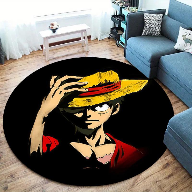 One Piece Logo Round Area Rug Carpet Rug For Living Room Bedroom Sofa Playroom Decor Nonslip Floor Mat