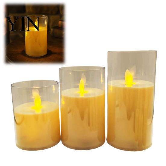 Safe Flameless Candles for Kids Rooms LED Candles, Battery Operated Acrylic Pillar Realistic Wax Flickering Wedding Warm Color Light Party Christmas