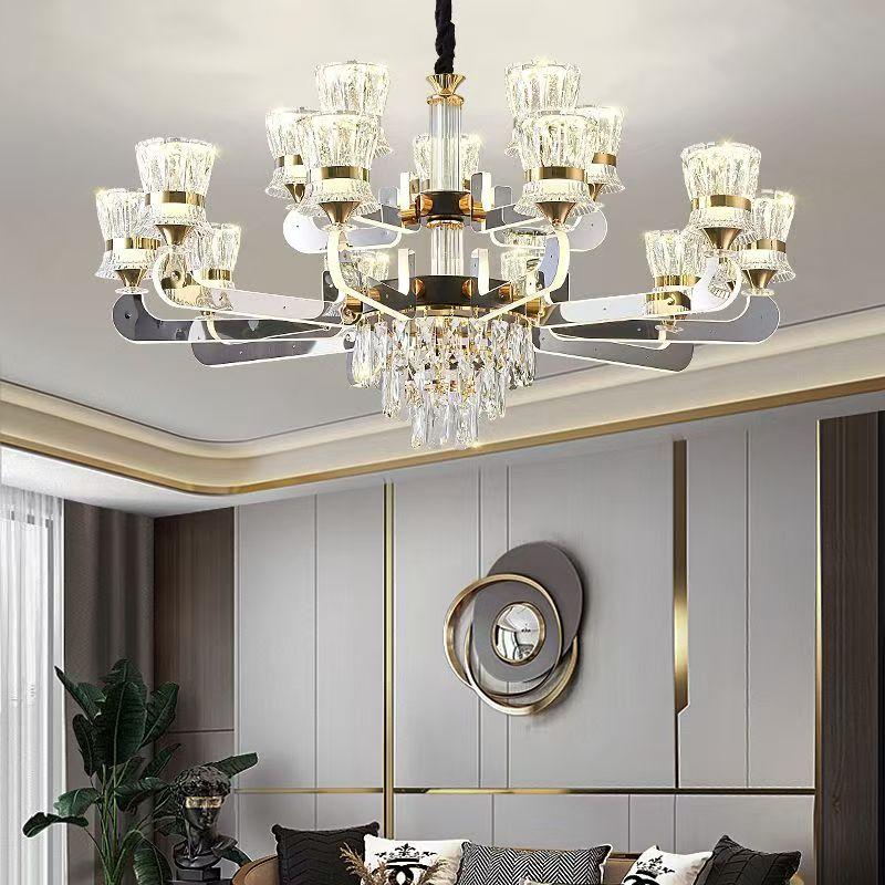 Современный минималистский светодиодный хрустальный светильник для холла виллы, главный светильник для спальни ресторана