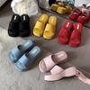 Premium Sense Thick Bottom One-word Drag Women's Summer Outer Wear Design Sense Niche Muffin Open Toe Cool Slippers