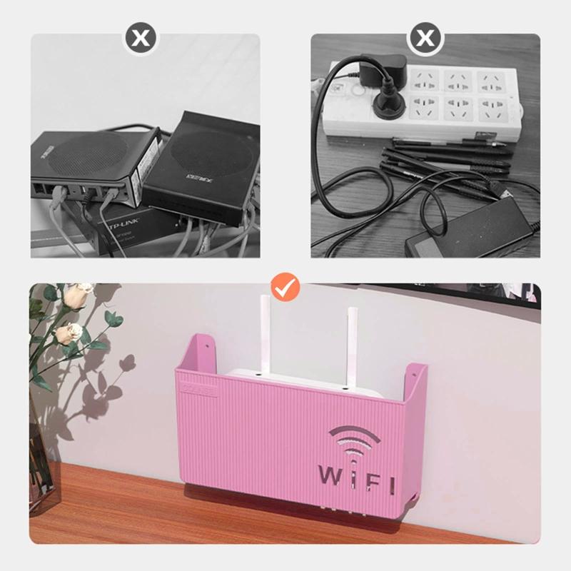 Sturdy Plastic Shelf Organizers Holds Router TV Box Optimizes Desk Space