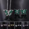 2Pcs/Set Necklace Earrings Set Shiny Rhinestones Butterflies Shape Pendant Necklace Stud Earrings Set Jewelry Gift