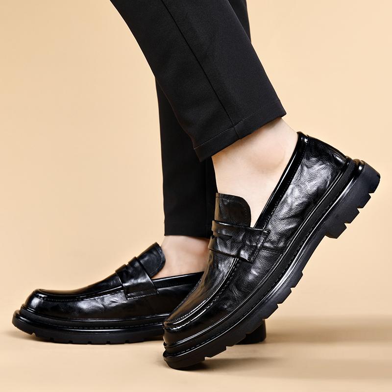 Модные мужские повседневные туфли из кожи, классические мужские туфли в ретро-британском стиле, мужские мокасины для вождения на плоской подошве