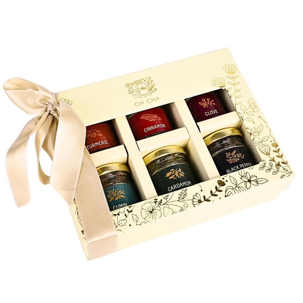 OH CHA - Premium Whole Assorted Spices Box (6 Pack) - Turmeric, Cinnamon, Clove, Cardamom, Black Pepper & Cumin | Region-Sourced, Farm Fresh, Natur