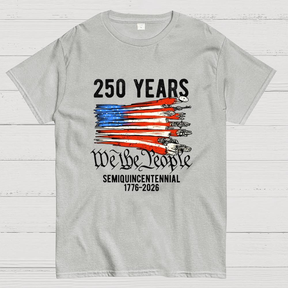 America 250th Anniversary We The People Sci-Fi Rebels Flag Art print Cotton Casual Cool Loose T-Shirt