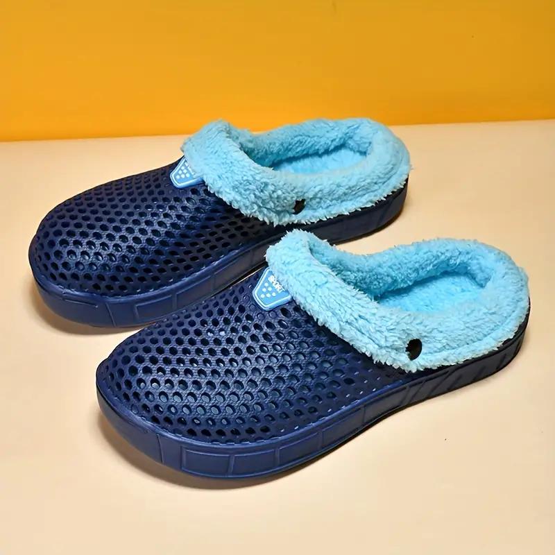 Men's Fashion Clogs, Slip-on Closed Toe Sandals, Soft Sole Walking Shoes With Fuzzy Lining, Outdoor Garden Shoe For Autumn And Winter