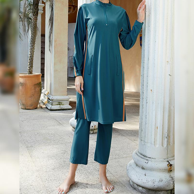 Женский исламский мусульманский купальный костюм, скромный исламский купальник с длинным рукавом, летний арабский пляжный бикини с полным покрытием, купальный костюм S-XL