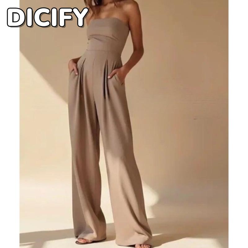 DICIFY Женские модные повседневные однотонные брюки с принтом на лето и весну, брюки без рукавов на подтяжках, комбинезоны и комбинезоны