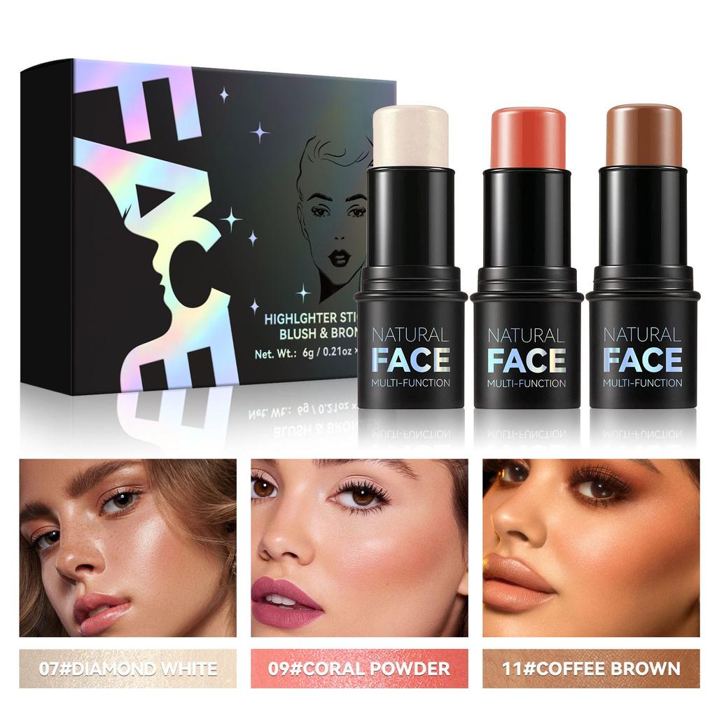 Бальзам Profile Sticks Shades с хайлайтером, бронзатором и румянами, нежирный и водостойкий контурный карандаш, легко скульптурирующий лицо, 3*6 г