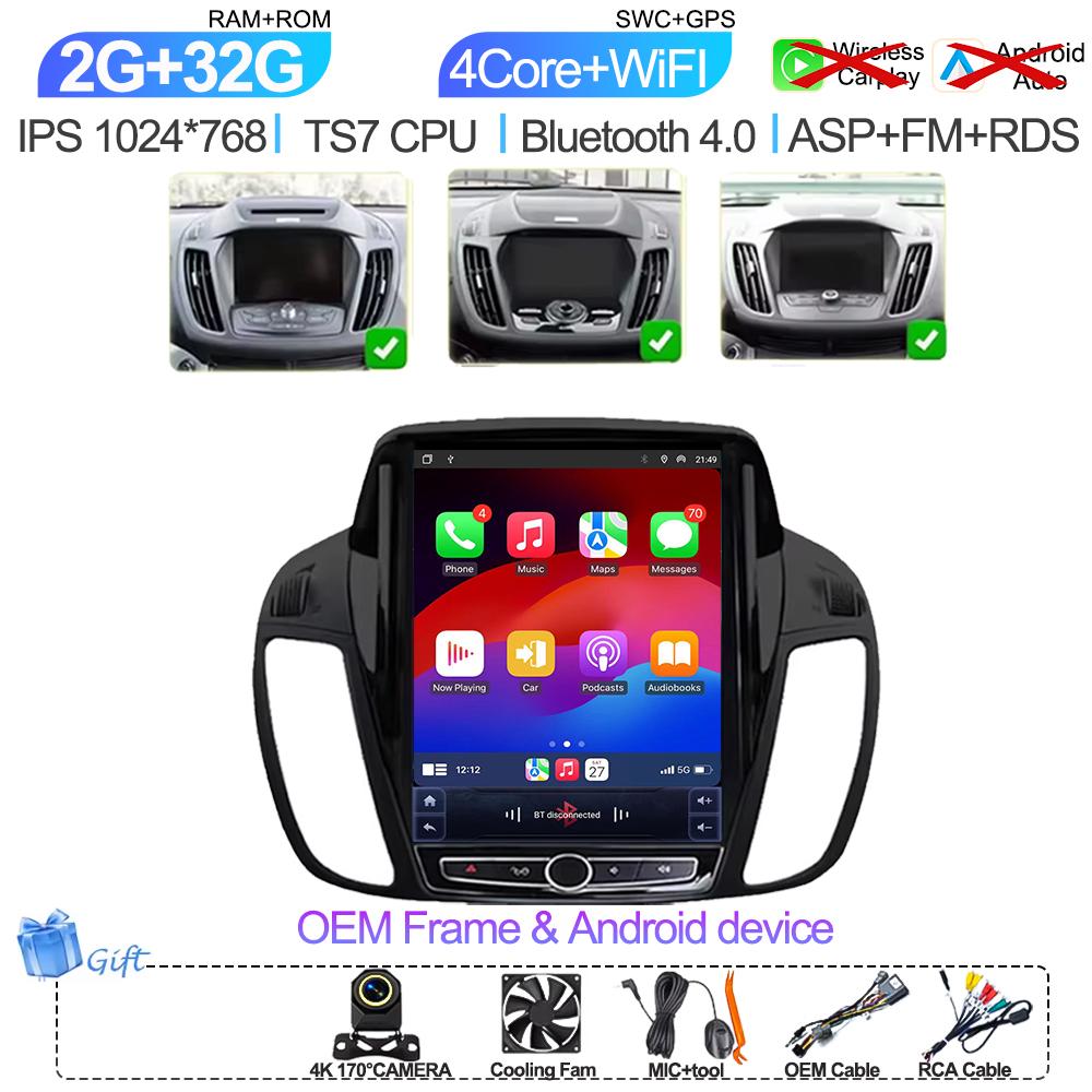 Pdzh2 9,7-дюймовый автомобильный Android Auto для Ford KUGA C-max Escape 2013 - 2015 Мультимедийный плеер Стерео Навигация GPS Головное устройство Сенсорный экран