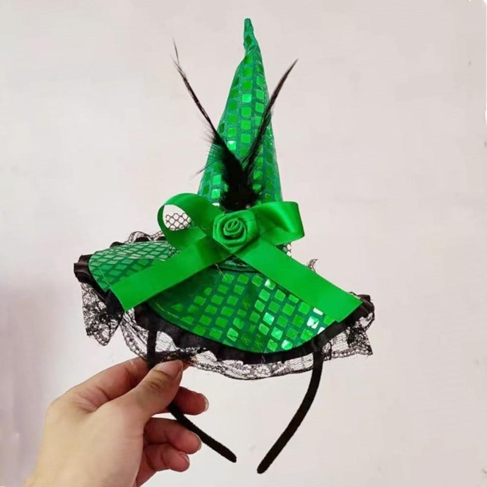 Lace Halloween Party Hair Band Headband Halloween Witch Hat Hair Hoop Cute   Lady