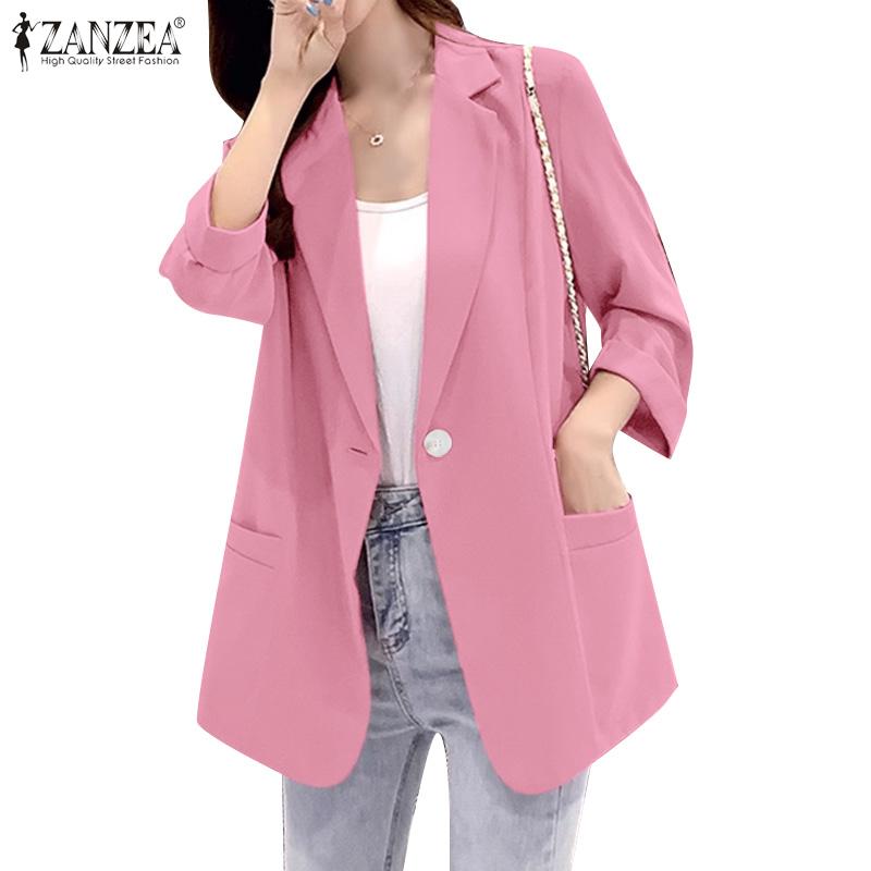 ZANZEA Женский тонкий кардиган с зазубренными лацканами и длинным рукавом