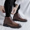 Мужские кожаные ботинки мартин, высокие, в британском стиле, модные, универсальные, корейская версия тренда, мужские кожаные ботинки средней высоты 85681-R
