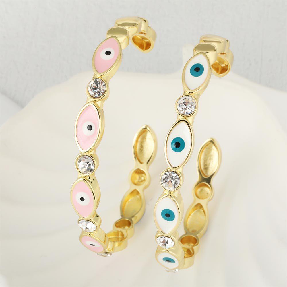 New Stone Color Devil's Eye Ring Women's High-end Open Adjustable Bracelet