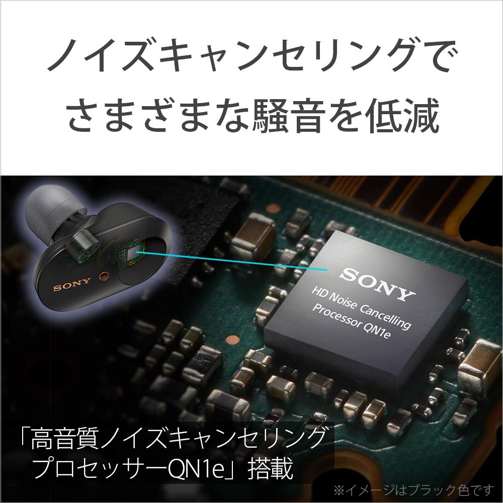 Sony Беспроводные наушники с шумоподавлением WF-1000XM3: Полностью беспроводной Alexa установлен Bluetooth Hi-Res эквивалент До 6 часов непрерывной работы