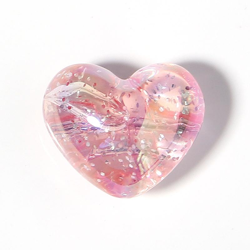 10Pcs/Lot 24×20mm Acrylic Beads For Jewelry Production Colored Heart Shape Hole Size 3.8mm Beads Diy Handmade Charm Headrope