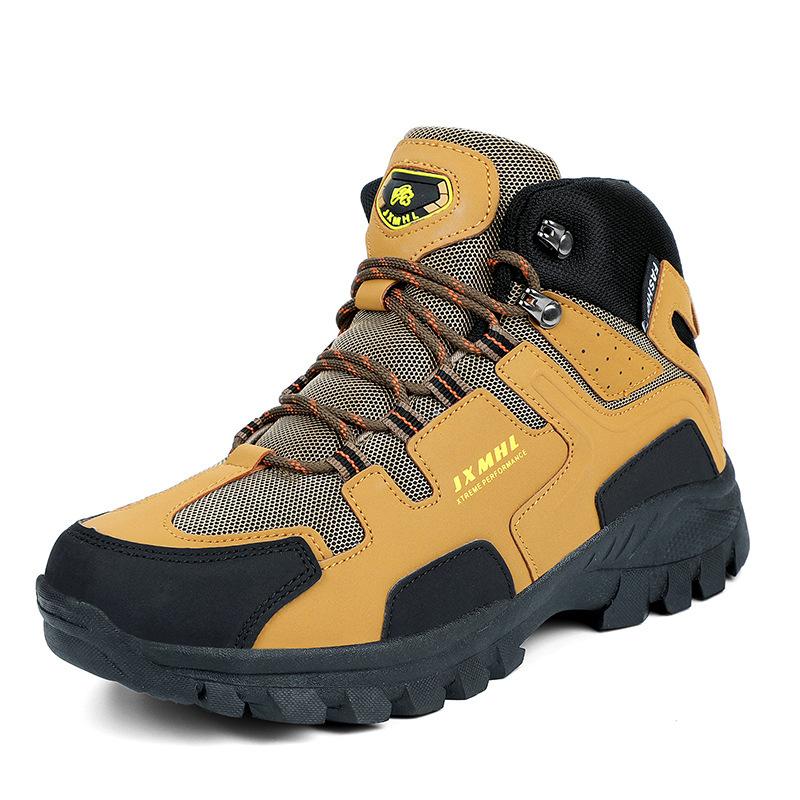 Autumn and Winter Large Size Breathable Hiking Shoes Men's Cross-border Hiking Shoes Outdoor Travel Shoes Casual Non-slip Thick-soled High-top Shoes