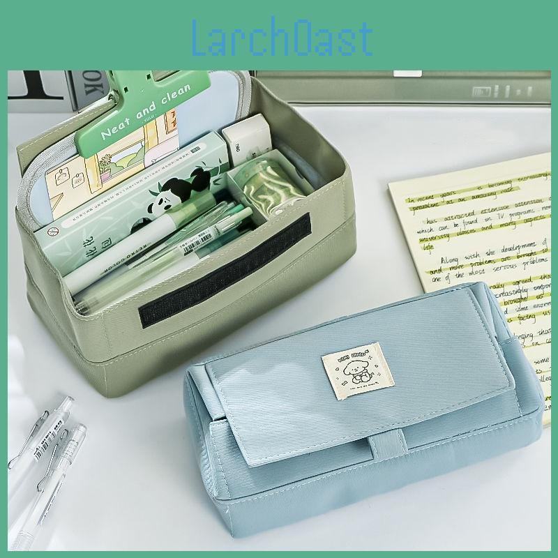 Open Pencil Bag Large Pen Case Cartoon Dog Stationery Holder Storage Pouch For School