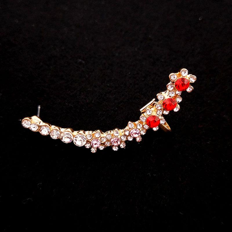 Punk Rock Rhinestone Crystal Ear Cuff Wrap Stud Earrings Piercing Cartilage Statement Ear Clips Fashion Jewelry