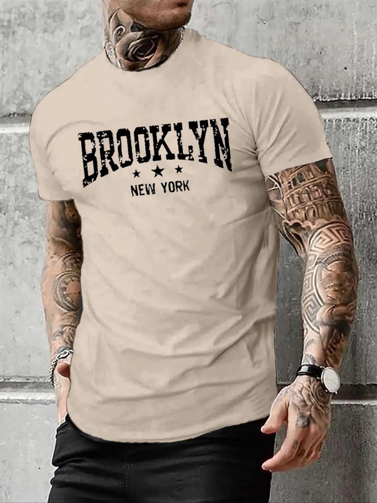 Мужская повседневная летняя футболка с принтом 'New York Brooklyn', с круглым вырезом, удобная, с коротким рукавом