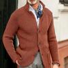 Мужская повседневная и модная однотонная теплая куртка-свитер, мужской трикотажный свитер с длинными рукавами и застежкой на пуговицы, со стойкой