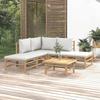 VidaXL Garden Lounge Set 6 Pcs with Light Grey Cushions Bamboo 3155079