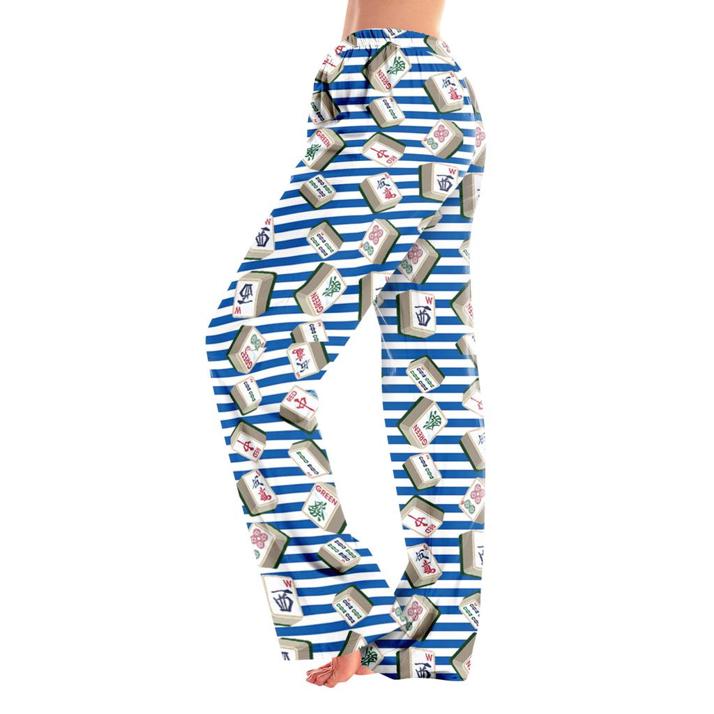 Adult Pajama Pants Sleepwear Casual Drawstring Elastic Waist Pants Comfortable Straight Yoga Loose Trousers