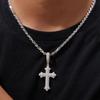 Cross Pendant Moissanite Sterling Silver Hip-Hop Necklace with Snake Bone Chain-Unisex Sparkling Supply Available