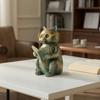 Читающая фигурка животного Ретро Сова Кролик Енот Читает книгу Статуэтка со светящимися в темноте очками для книжной полки Настольный Домашний декор