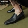 Retro Women Pumps High Heels 2024 Spring Summer Genuine Leather Square Toe Mature Basic Office Lady Elegant Shoes Woman Pumps