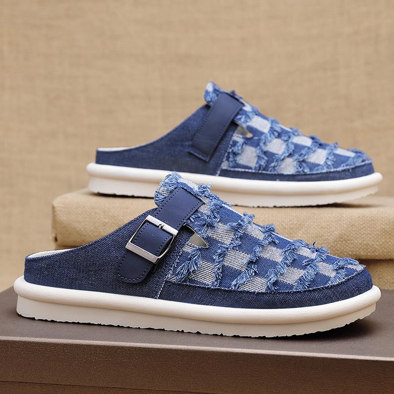 Мужские Модные Повседневные Шлепанцы Летние Уличные Дышащие Обувь для Ходьбы Внутренние Легкие Мягкие С одной Ремешком Домашние Туфли Новые