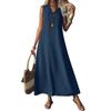 Летнее Элегантное Длинное Платье без Рукавов с V-образным Вырезом Женская Мода Макси-Платье до Лодыжки