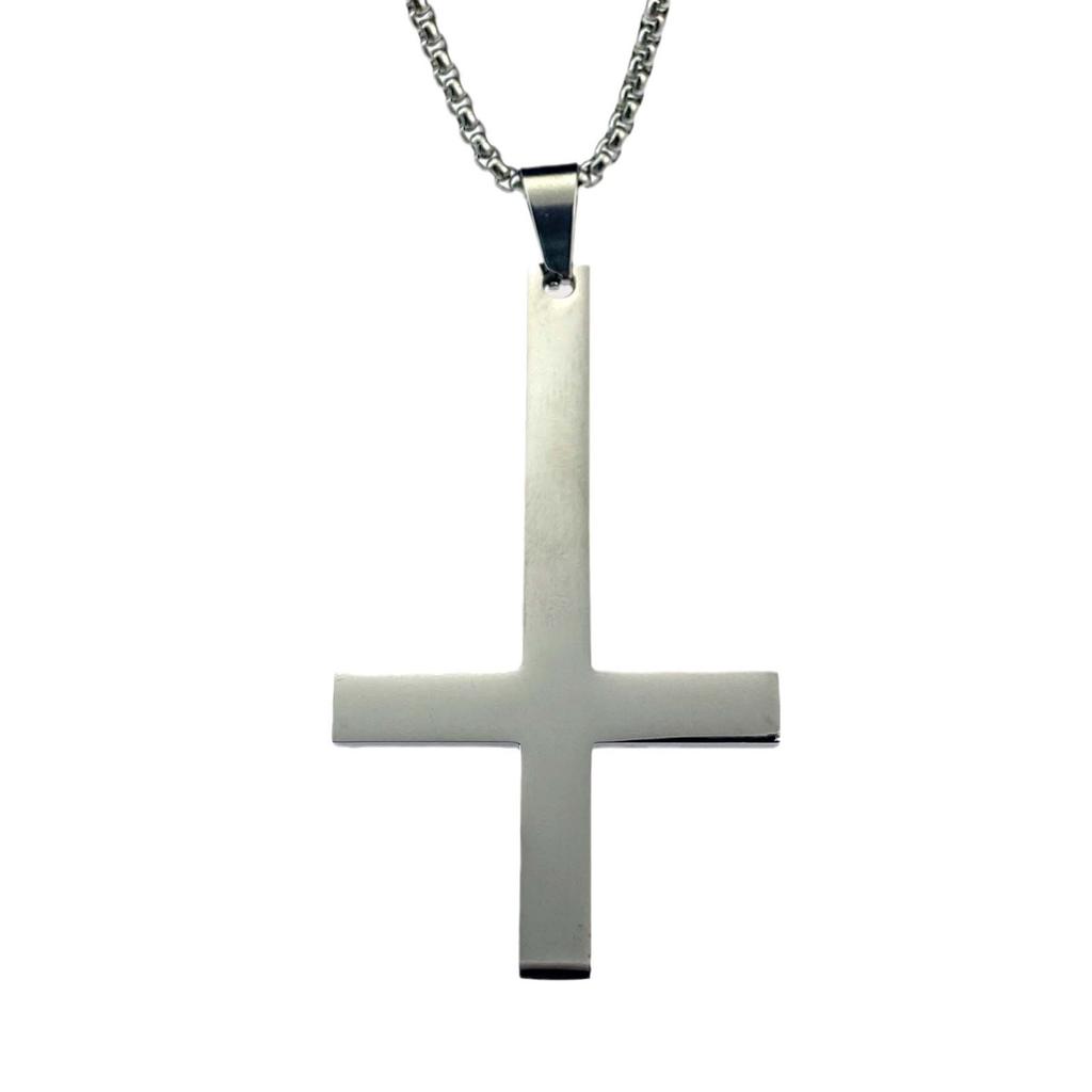 Titanium Steel Accessories, Retro Classic Simple Stainless Steel Upside Down Cross Pendant Necklace