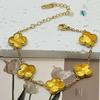 15mm High Version Of Five Flowers Lucky Four-Leaf Clover Bracelet 18k No Colour Loss Double-Sided Shell Bracelet