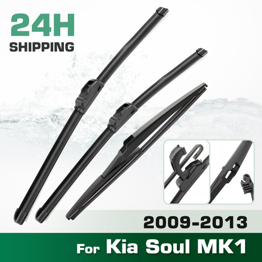 For Kia Soul MK1 2009-2013 2010 2011 2012 Wiper Front & Rear Wiper Blades Windshield Windscreen Window Brushes 24"+20"+11