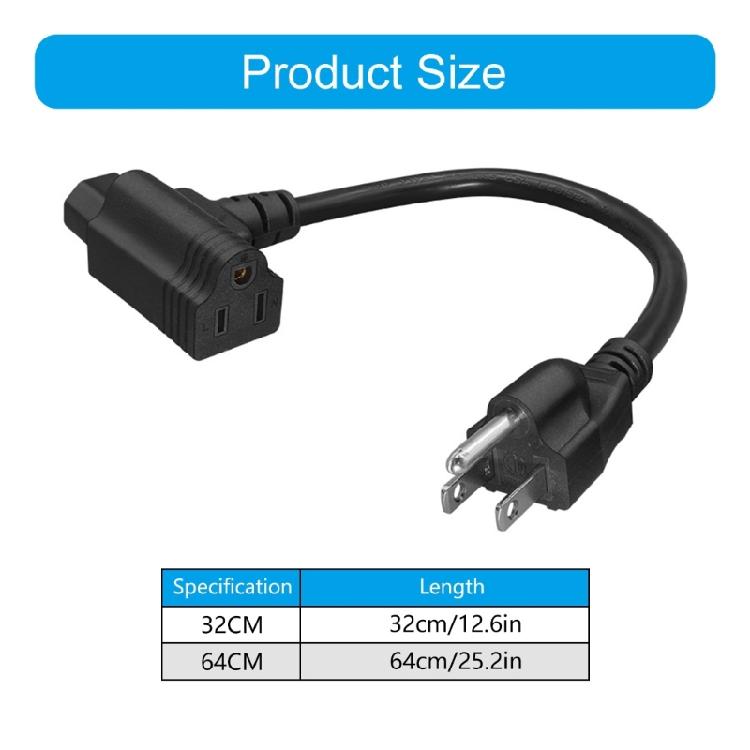 Multipurpose Professional 14AWG Power Cable Cord With Double Outlets NEMA 5 15P to C13 and 5 15R High Performances