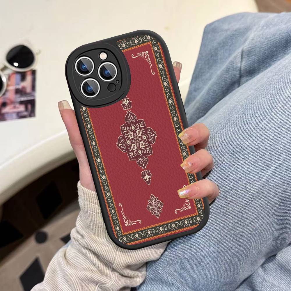 Чехол для телефона с цветочным узором в стиле персидского ковра для iPhone 16 15 14 13 12 11 Pro Max Plus Кожаный противоударный чехол