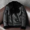 Genuine Lambswool Leather Jacket Men Winter Thickened Slim Fit Biker Fashion Fur Coat Korean Style