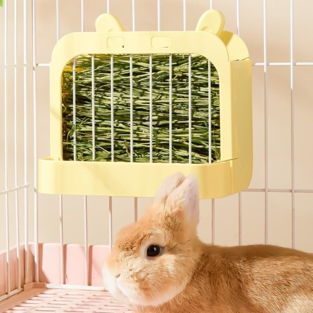 Large Capacity Hay Feeder Wall Hanging Grass Rack Practical Food Bowl Holder Indoor Rabbit Cage