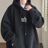 Navy Blue 250g Men's Oversize Hooded Sweatshirt - Trendy American Hip-Hop Style