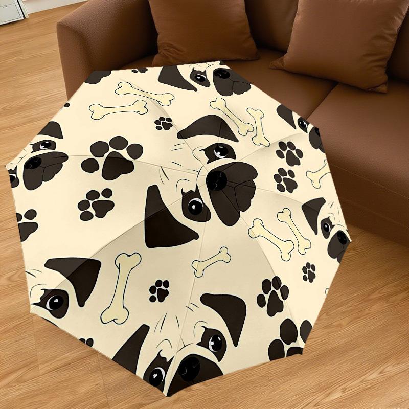 1PC Pug Bone Umbrella-8-Rib Reinforced Portable Folding Travel Suitable for All Seasons Outdoor Daily Use -J0344