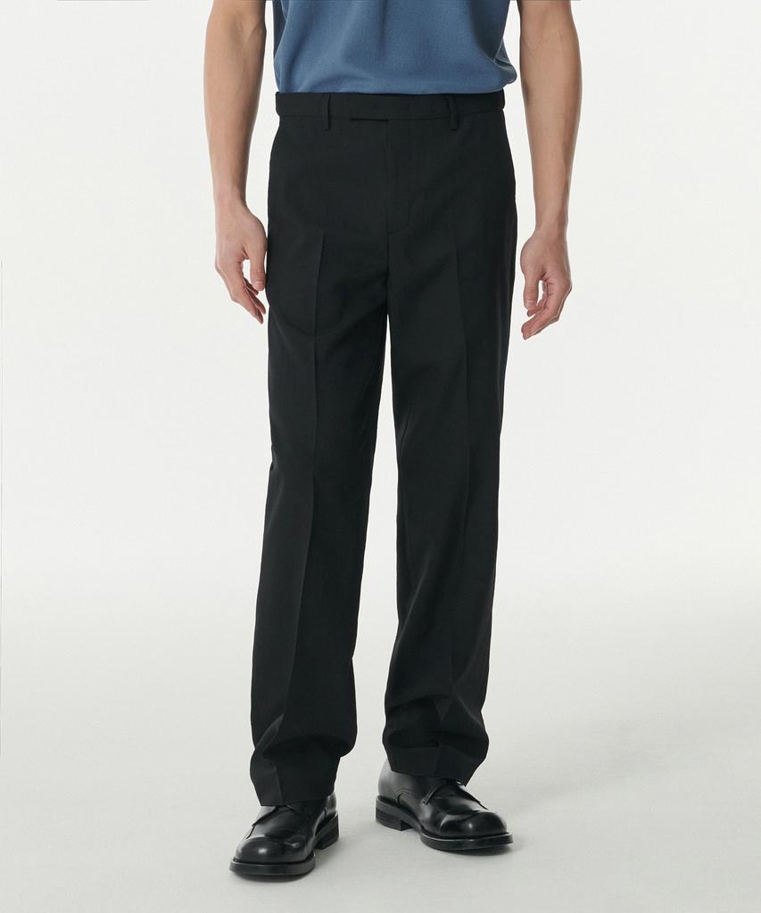 MUSINSA STANDARD Cool Touch Semi-Wide Hidden Banding Slacks [Black]