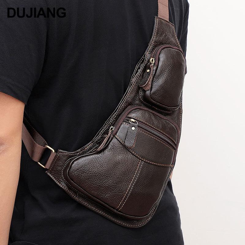 Мужской рюкзак через плечо с ремнем через плечо, нагрудная сумка из натуральной кожи, повседневная дорожная сумка в стиле ретро для мужчин, боковые сумки через плечо