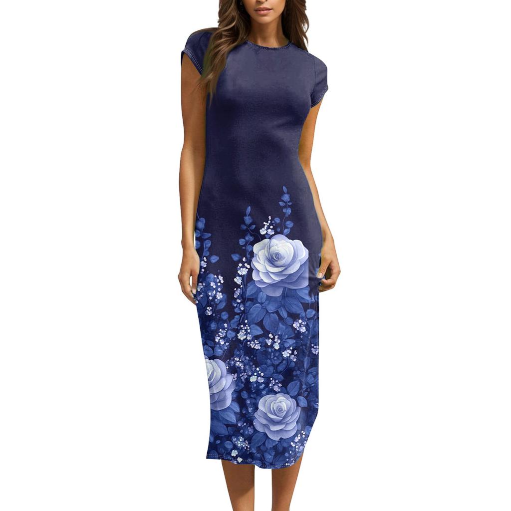 Женские платья миди с коротким рукавом и воротником-хомут, весна-лето, вечернее платье