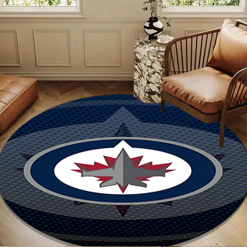 Winnipeg Crest Hockey Round Rug for Livingroom,Bedroom, Palyroom, Chair Rug, Area rug, Circle Carpet, Large Size Decor Fan Christmas gift
