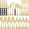 Stainless Steel 1010 Steak Knife, Fork and Spoon Set Western Tableware Long Handle Thickened 24/48 Piece Set