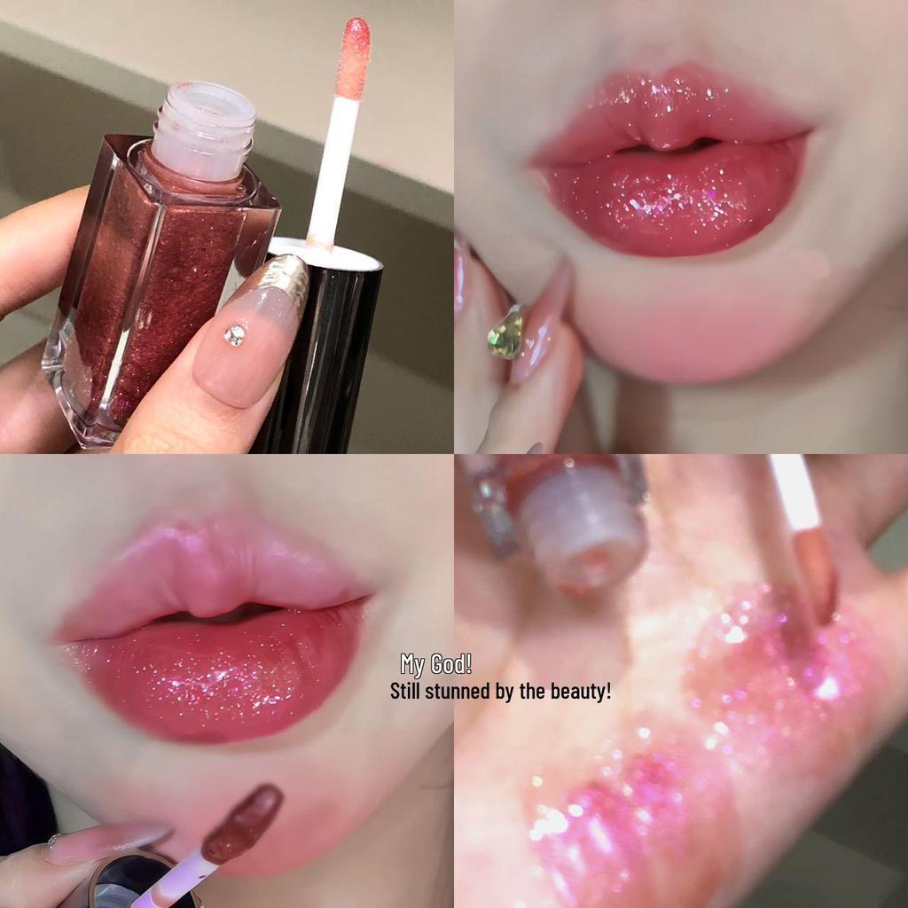 Y2K Bling Diamond Lip Gloss: Shiny, Moisturizing, Plumping, Pearlescent Shimmer Lipstick